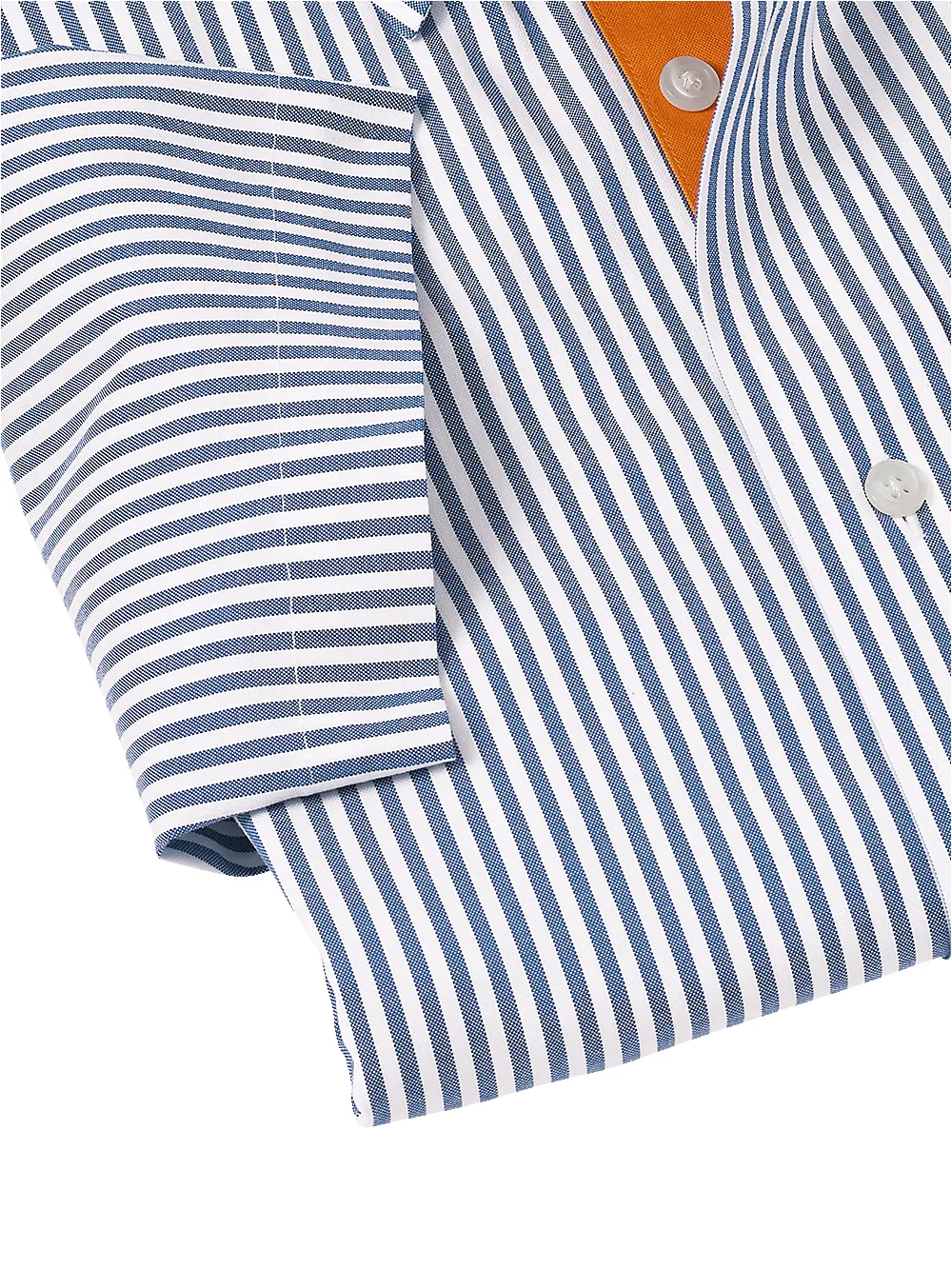 Comfort Stretch Non-Iron Stripe Dress Shirt With Contrast Trim - Blue sold by Paul Fredrick product image thumbnail 4