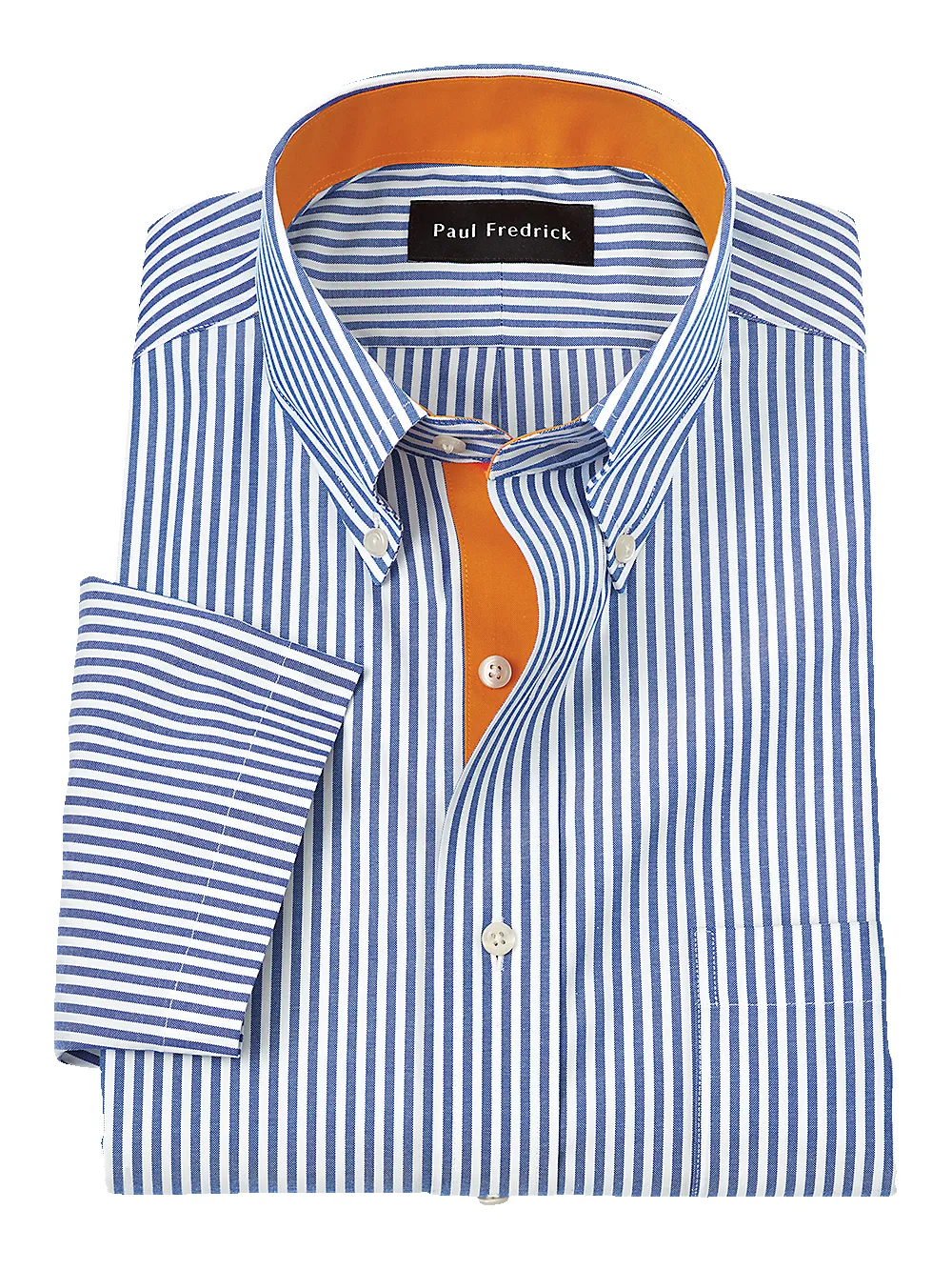 Comfort Stretch Non-Iron Stripe Dress Shirt With Contrast Trim - Blue sold by Paul Fredrick