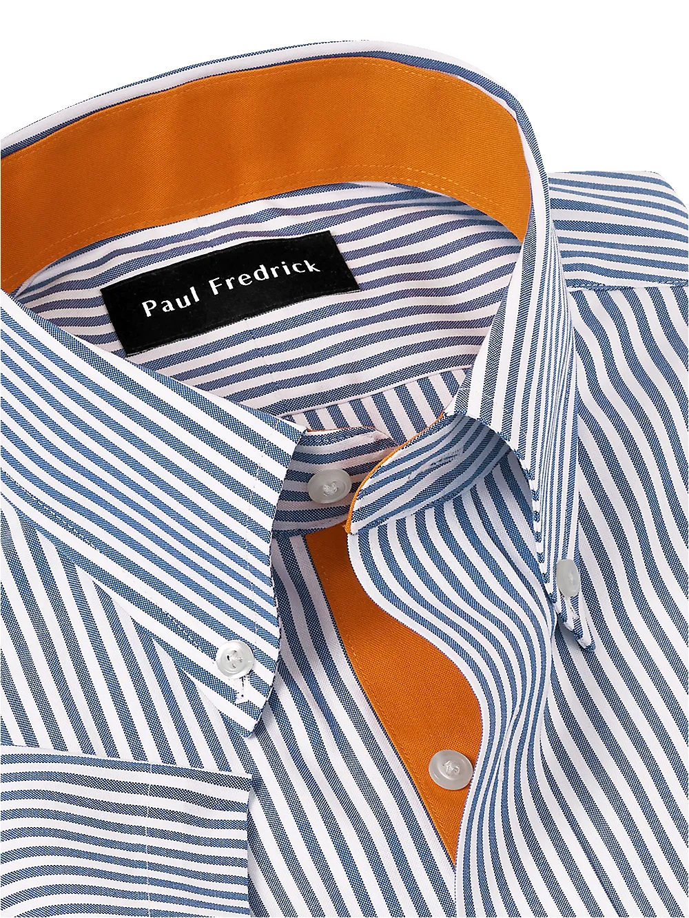 Comfort Stretch Non-Iron Stripe Dress Shirt With Contrast Trim - Blue sold by Paul Fredrick product image thumbnail 3