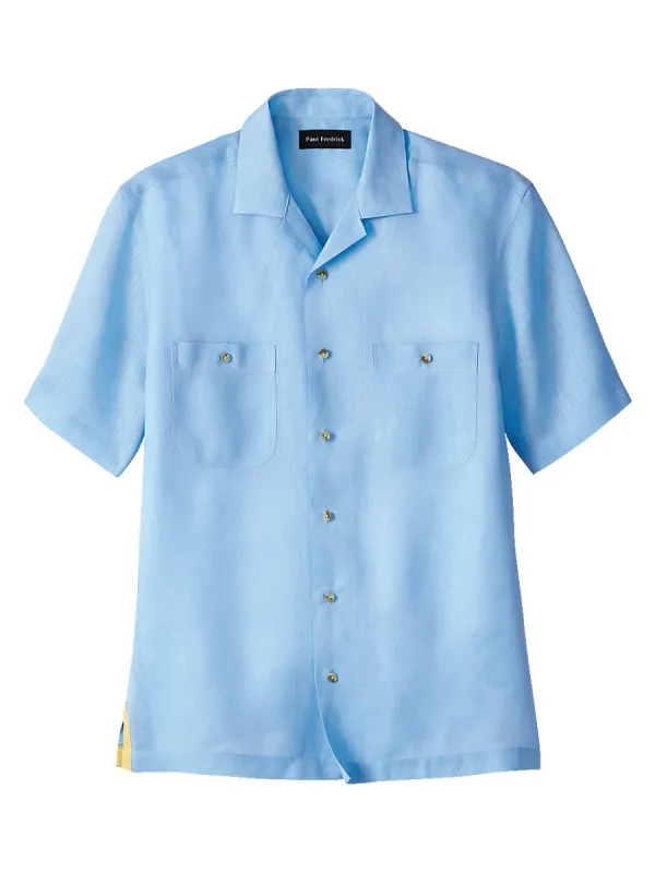Linen Solid Casual Shirt - Light Blue sold by Paul Fredrick
