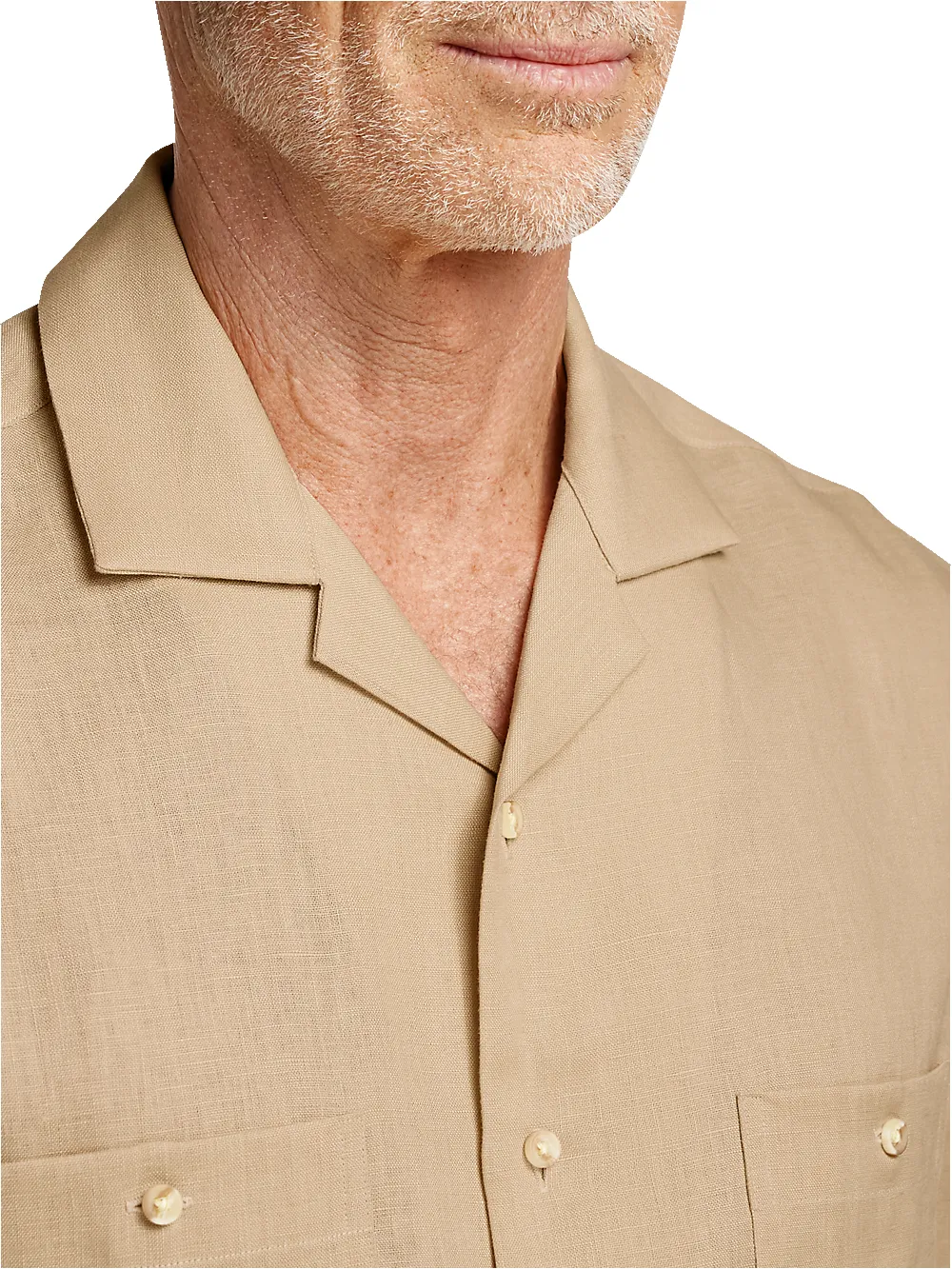 Linen Solid Casual Shirt - Tan sold by Paul Fredrick product image thumbnail 3