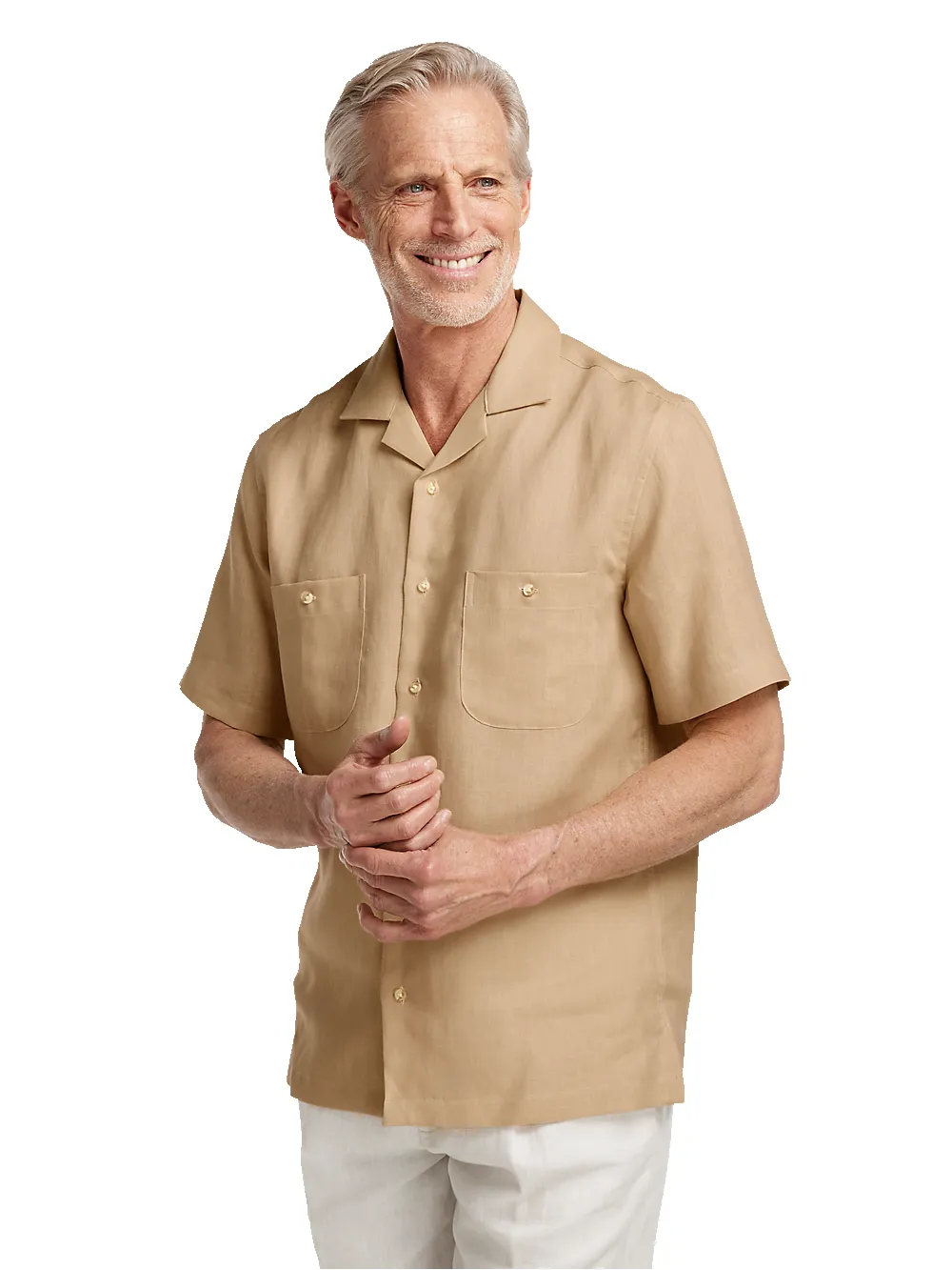 Linen Solid Casual Shirt - Tan sold by Paul Fredrick product image thumbnail 2