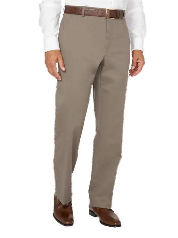 Non-Iron Impeccable Flat Front Pant - Slate Brown sold by Paul Fredrick