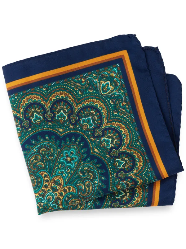 Medallion Silk Pocket Square sold by Paul Fredrick