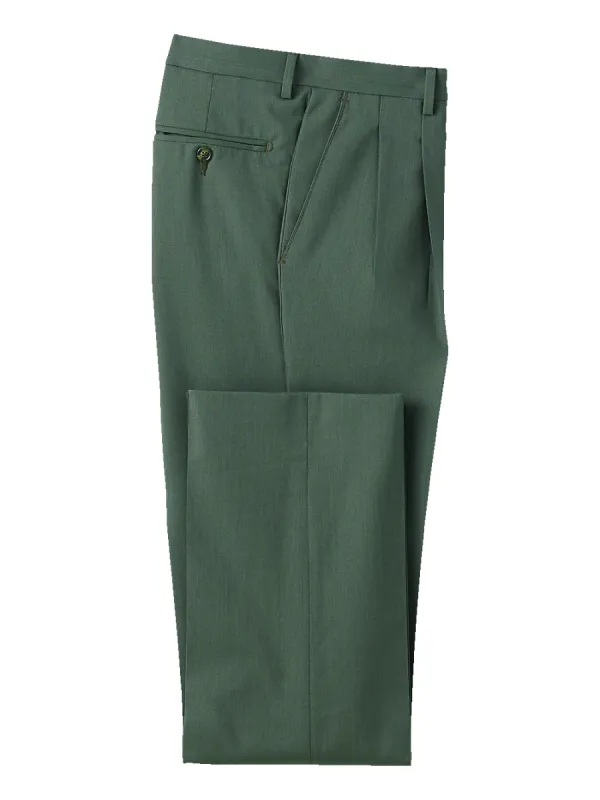 Tropical Weight Wool Pleated Pants - Green sold by Paul Fredrick