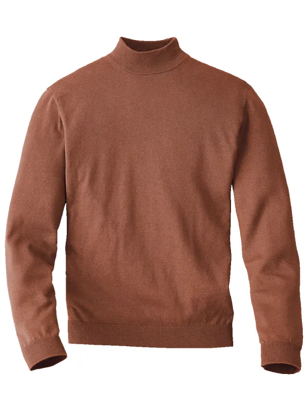 Silk Cotton And Cashmere Mock Neck Sweater - Copper sold by Paul Fredrick