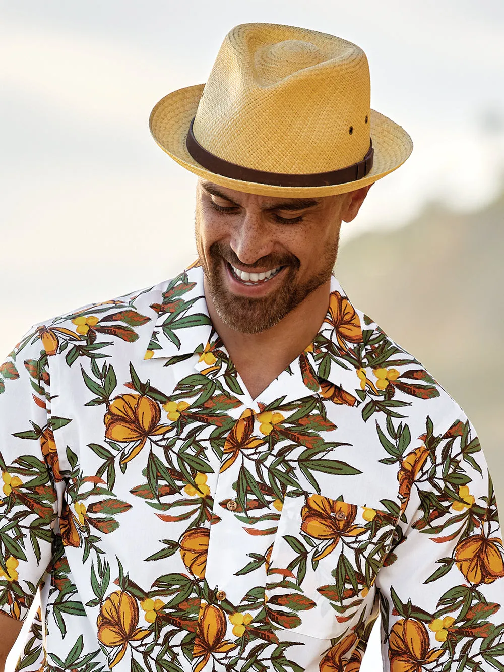 Panama Fedora With Leather Band sold by Paul Fredrick product image thumbnail 2