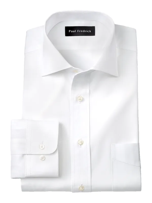 Pure Cotton Broadcloth Solid Color Cutaway Spread Collar Dress Shirt - White sold by Paul Fredrick