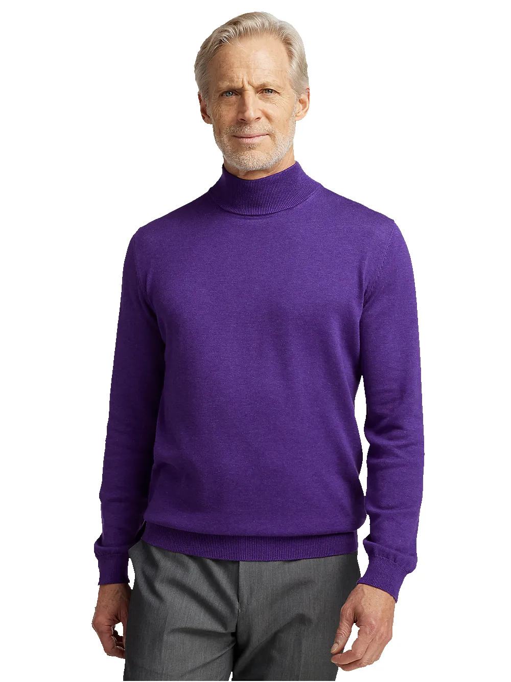 Supima Cotton Mock Neck Sweater - Purple sold by Paul Fredrick product image thumbnail 2