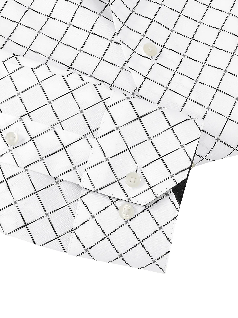 Non-Iron Cotton Diamond Print Dress Shirt With Contrast Trim - White/black sold by Paul Fredrick product image thumbnail 4