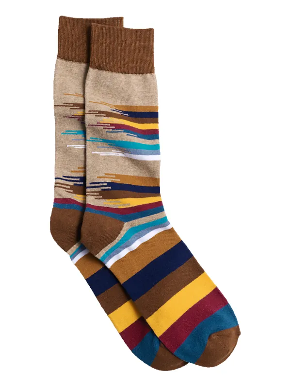 Brush Strokes Cotton Blend Sock - Brown Multi sold by Paul Fredrick