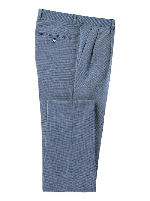 Italian Wool Check Pleated Suit Pants - Cobalt sold by Paul Fredrick