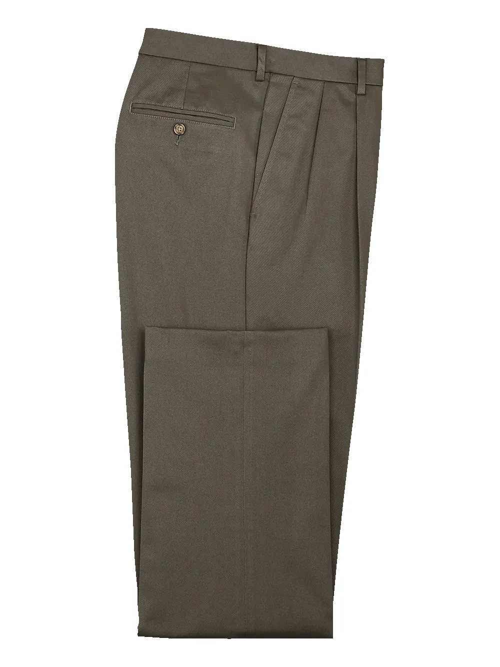 Impeccable Cotton Chino Pleated Pants - Slate Brown sold by Paul Fredrick