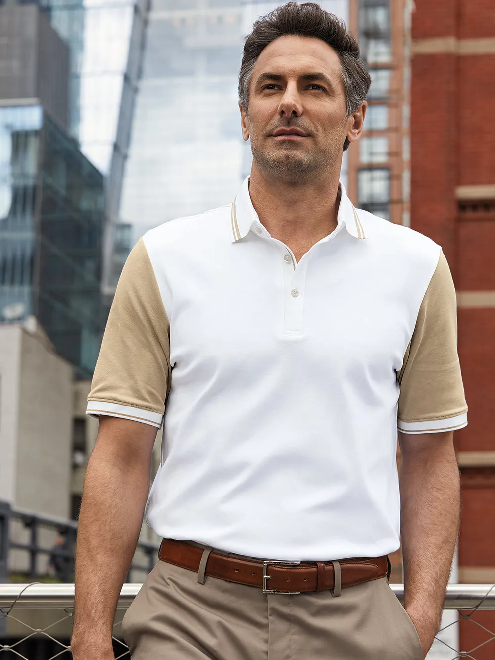 Cotton Three Button Polo sold by Paul Fredrick product image thumbnail 2