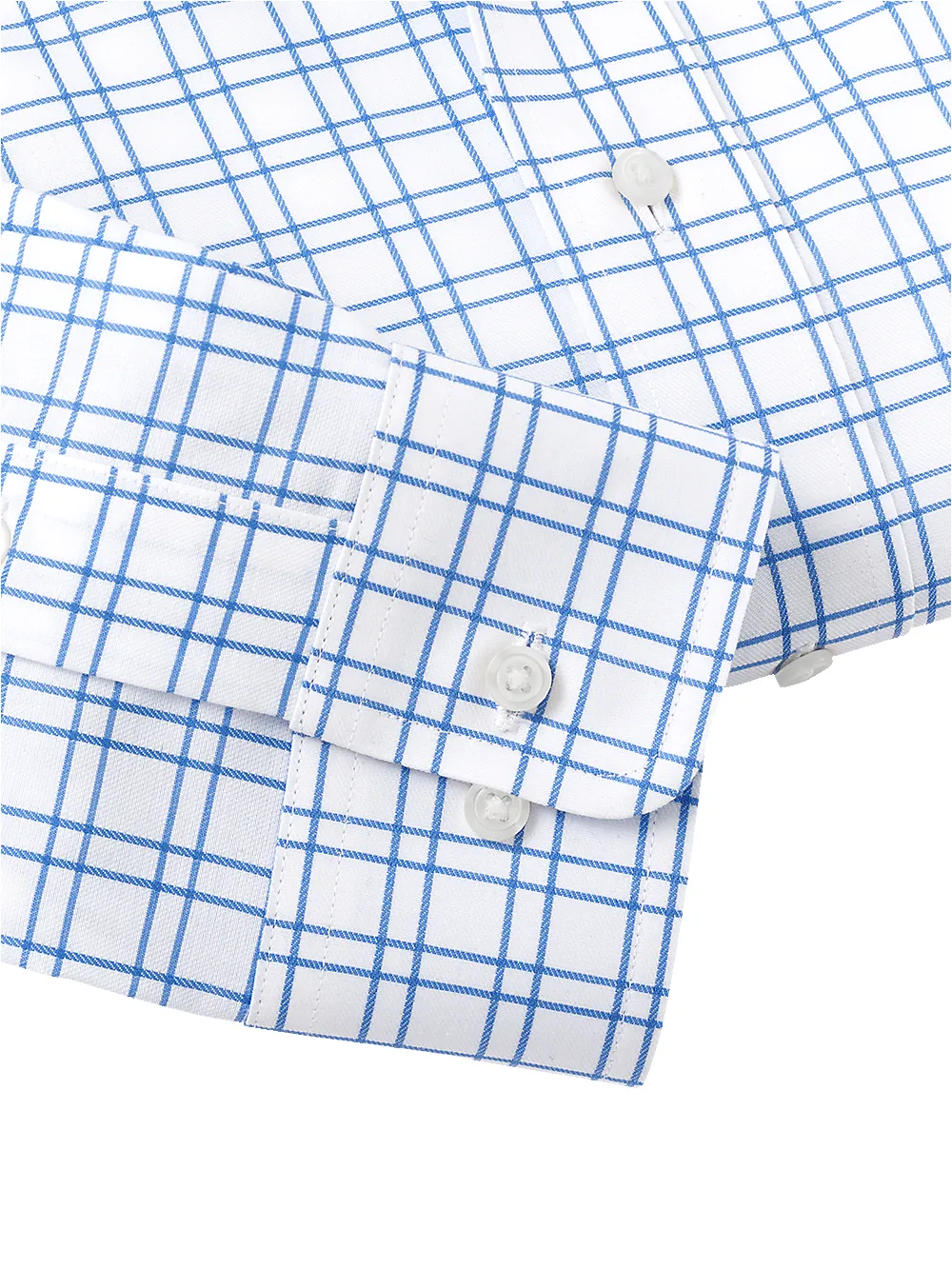 Non-Iron Cotton Check Dress Shirt With Contrast Trim - Blue sold by Paul Fredrick product image thumbnail 4