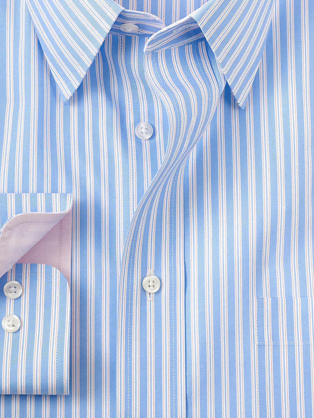 Non-Iron Cotton Stripe Dress Shirt With Contrast Trim - Blue sold by Paul Fredrick product image thumbnail 2