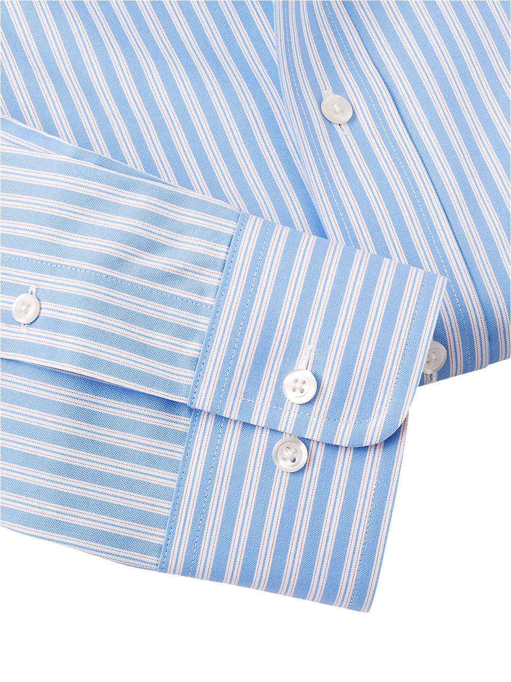 Non-Iron Cotton Stripe Dress Shirt With Contrast Trim - Blue sold by Paul Fredrick product image thumbnail 4
