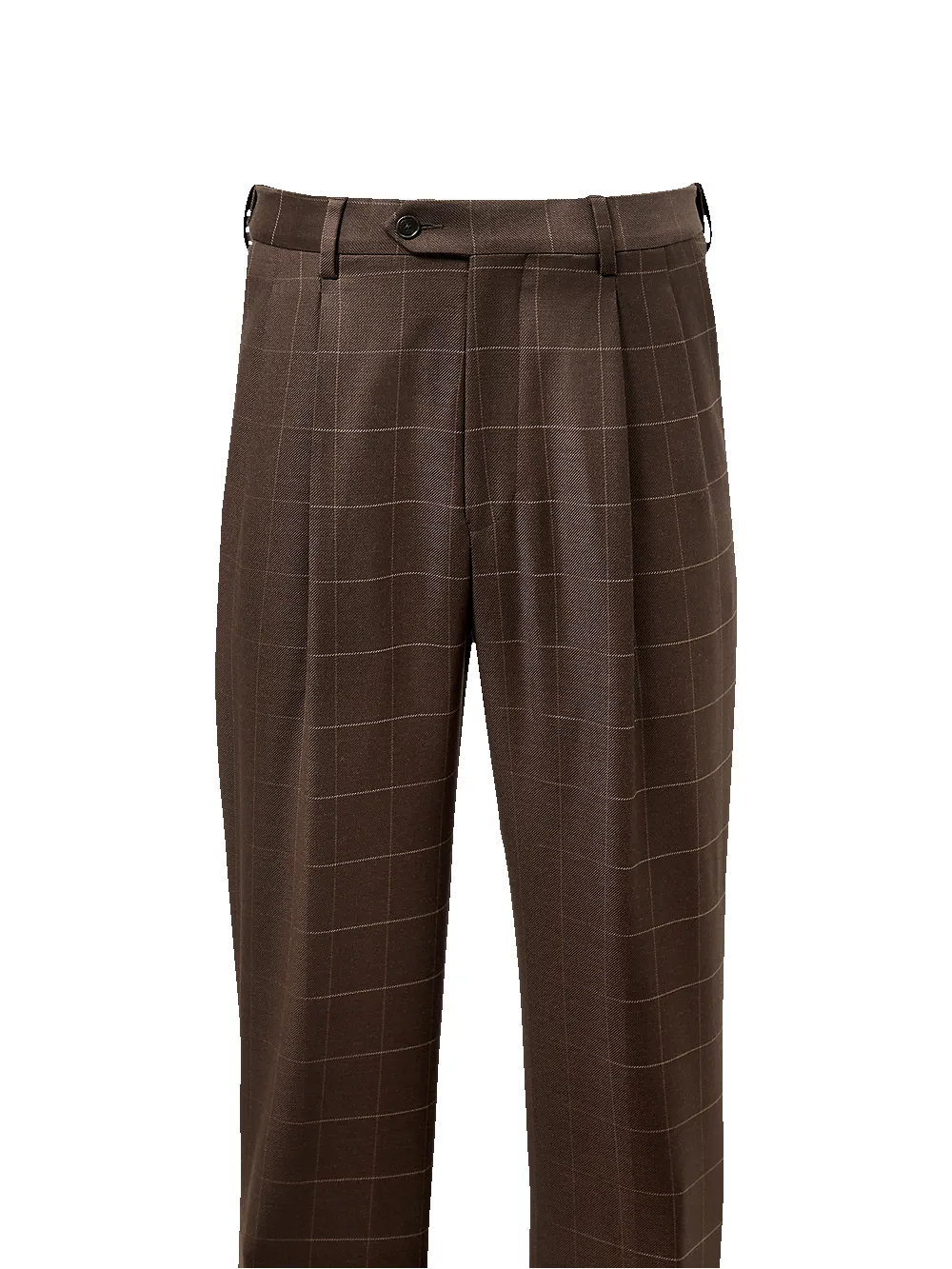Classic Fit Essential Wool Pleated Suit Pants - Brown Windowpane sold by Paul Fredrick product image thumbnail 2