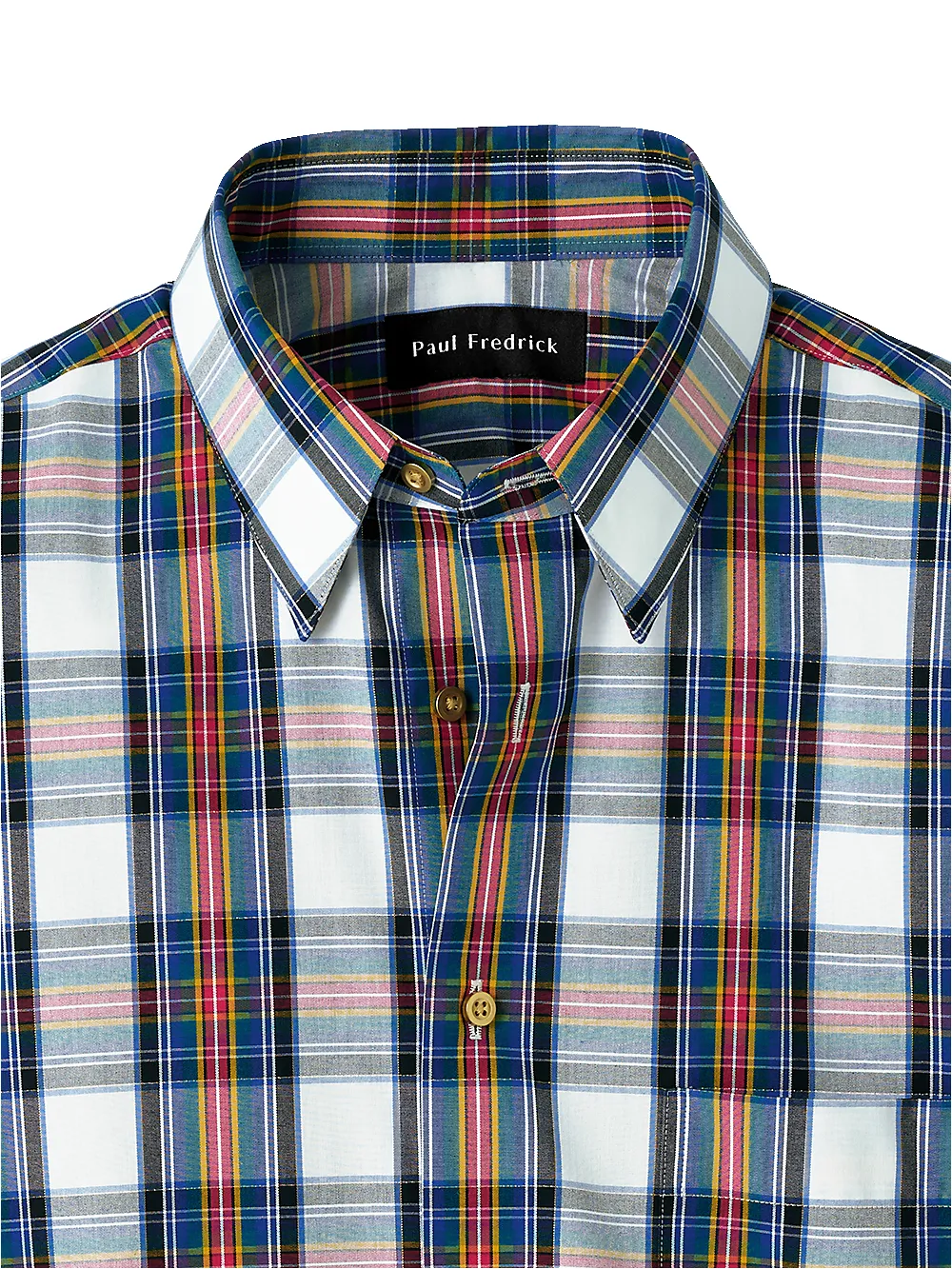 Cotton Blend Tartan Plaid Casual Shirt - White Multi sold by Paul Fredrick product image thumbnail 3