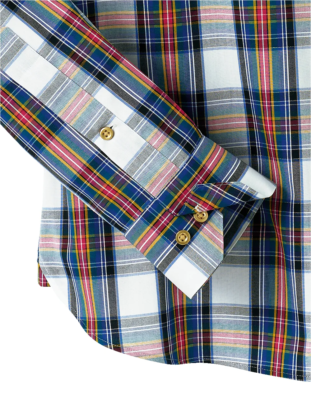 Cotton Blend Tartan Plaid Casual Shirt - White Multi sold by Paul Fredrick product image thumbnail 4