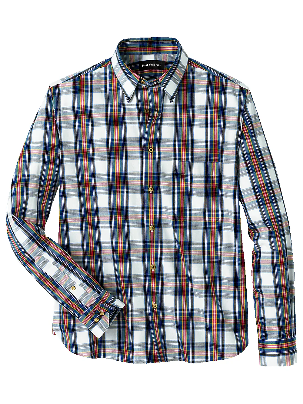 Cotton Blend Tartan Plaid Casual Shirt - White Multi sold by Paul Fredrick