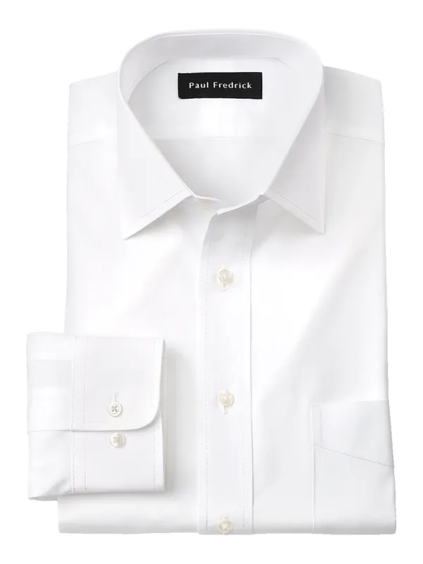 Pure Cotton Broadcloth Solid Color Spread Collar Dress Shirt - White sold by Paul Fredrick