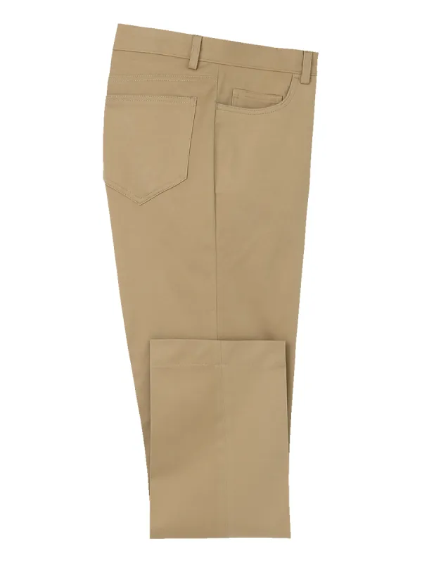 Cotton Stretch Twill Five Pocket Pants - Dark Khaki sold by Paul Fredrick