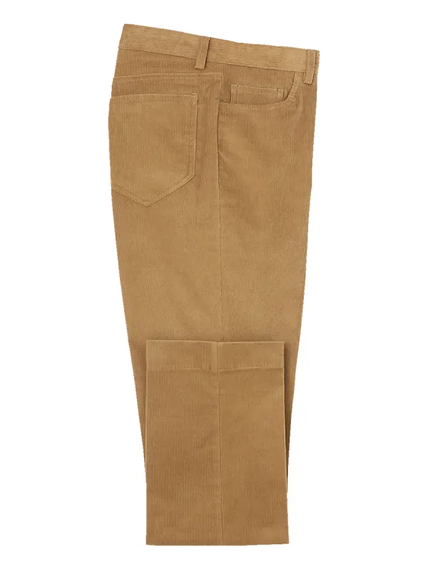 Cotton Blend Corduroy Five Pocket Pants - Tan sold by Paul Fredrick