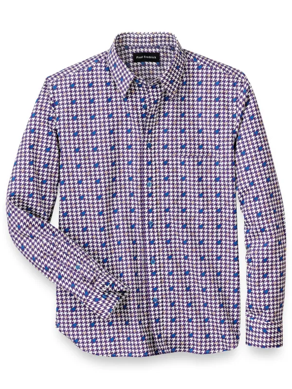 Cotton Houndstooth Print Casual Shirt sold by Paul Fredrick