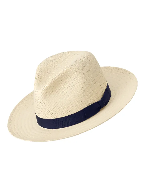 Straw Fedora With Ribbon Band - Natural sold by Paul Fredrick