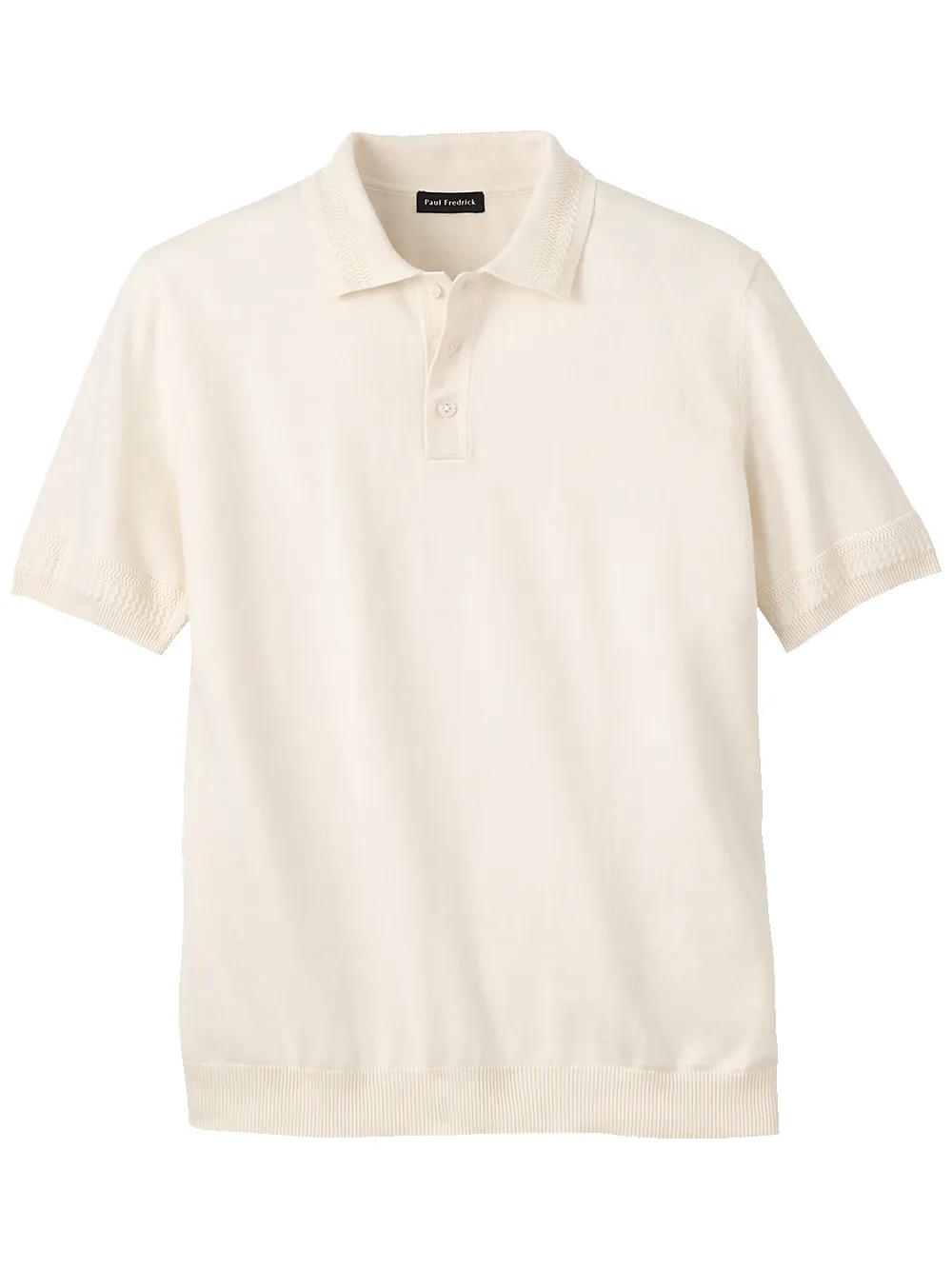 Cotton Three Button Polo - Ivory sold by Paul Fredrick