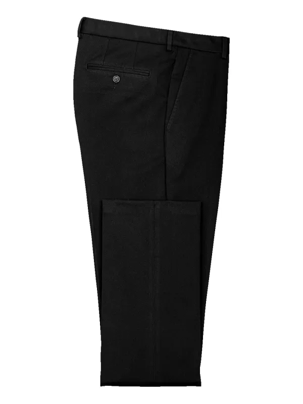Impeccable Cotton Chino Flat Front Pants - Black sold by Paul Fredrick