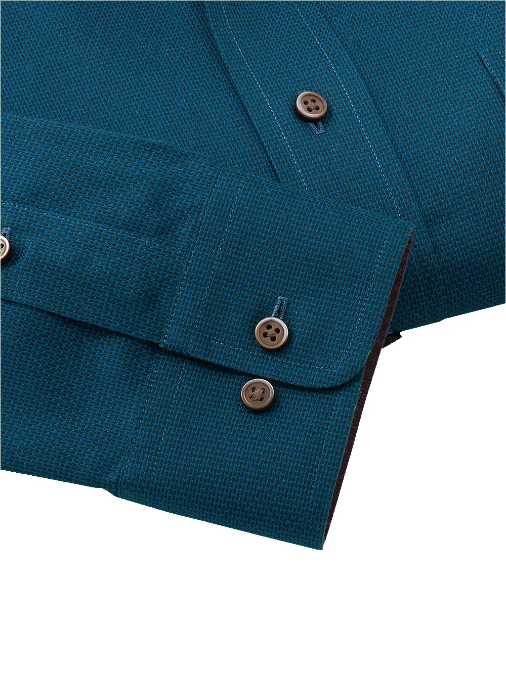 Non-Iron Cotton Solid Dress Shirt With Contrast Trim - Teal sold by Paul Fredrick product image thumbnail 4