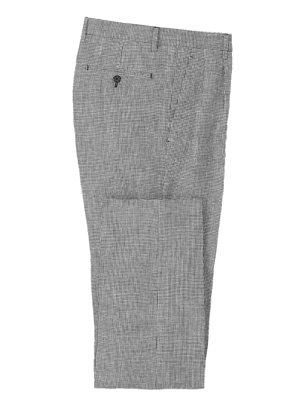 Linen Houndstooth Pleated Suit Pants - Black/white Houndstooth sold by Paul Fredrick