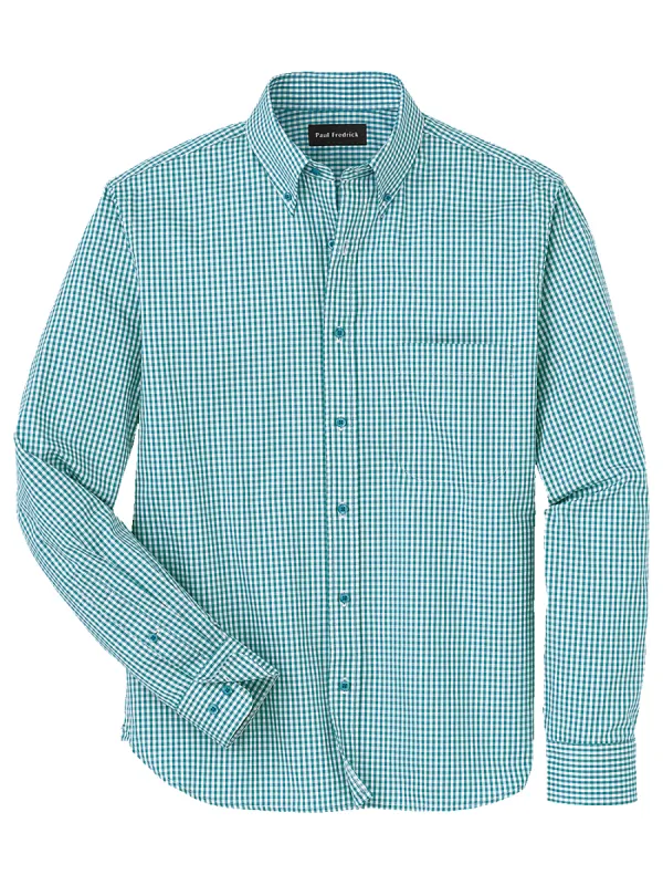 Cotton Gingham Casual Shirt - Teal sold by Paul Fredrick