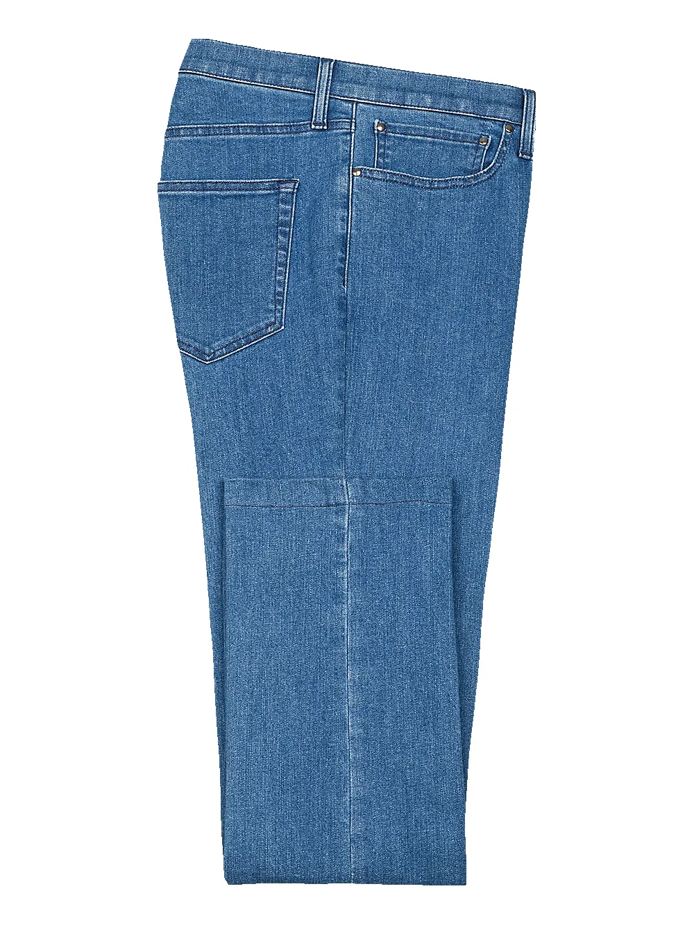 Five Pocket Denim Pants - Medium Blue sold by Paul Fredrick