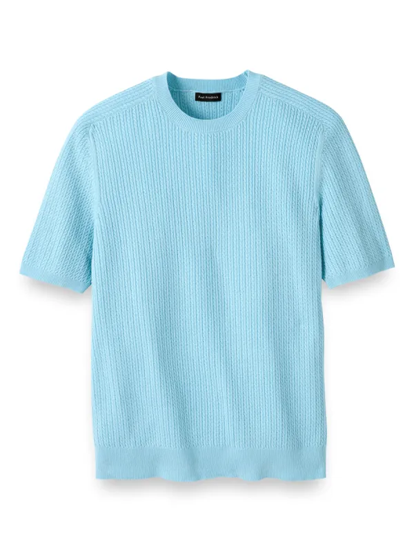 Cotton Cable Crew Neck Sweater sold by Paul Fredrick