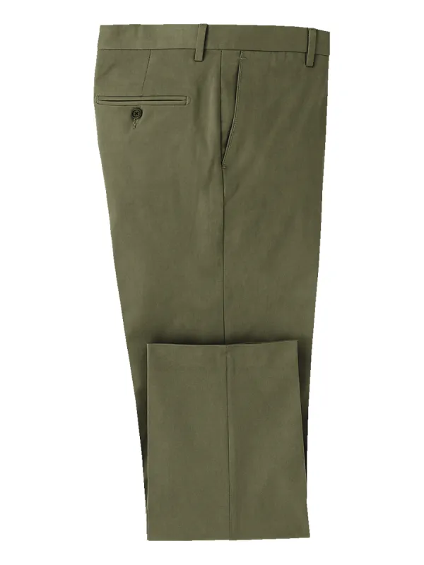 Cotton Stretch Twill Pants - Dark Olive sold by Paul Fredrick