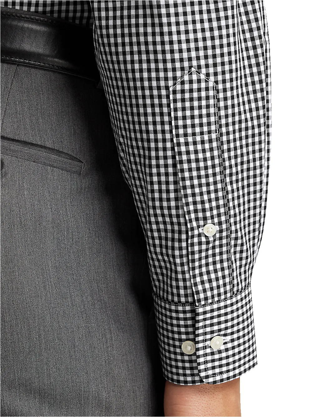 Non-Iron Cotton Check Dress Shirt With Contrast Trim - Black sold by Paul Fredrick product image thumbnail 4