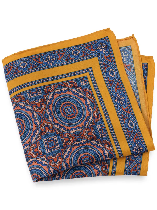 Medallion Silk Pocket Square sold by Paul Fredrick