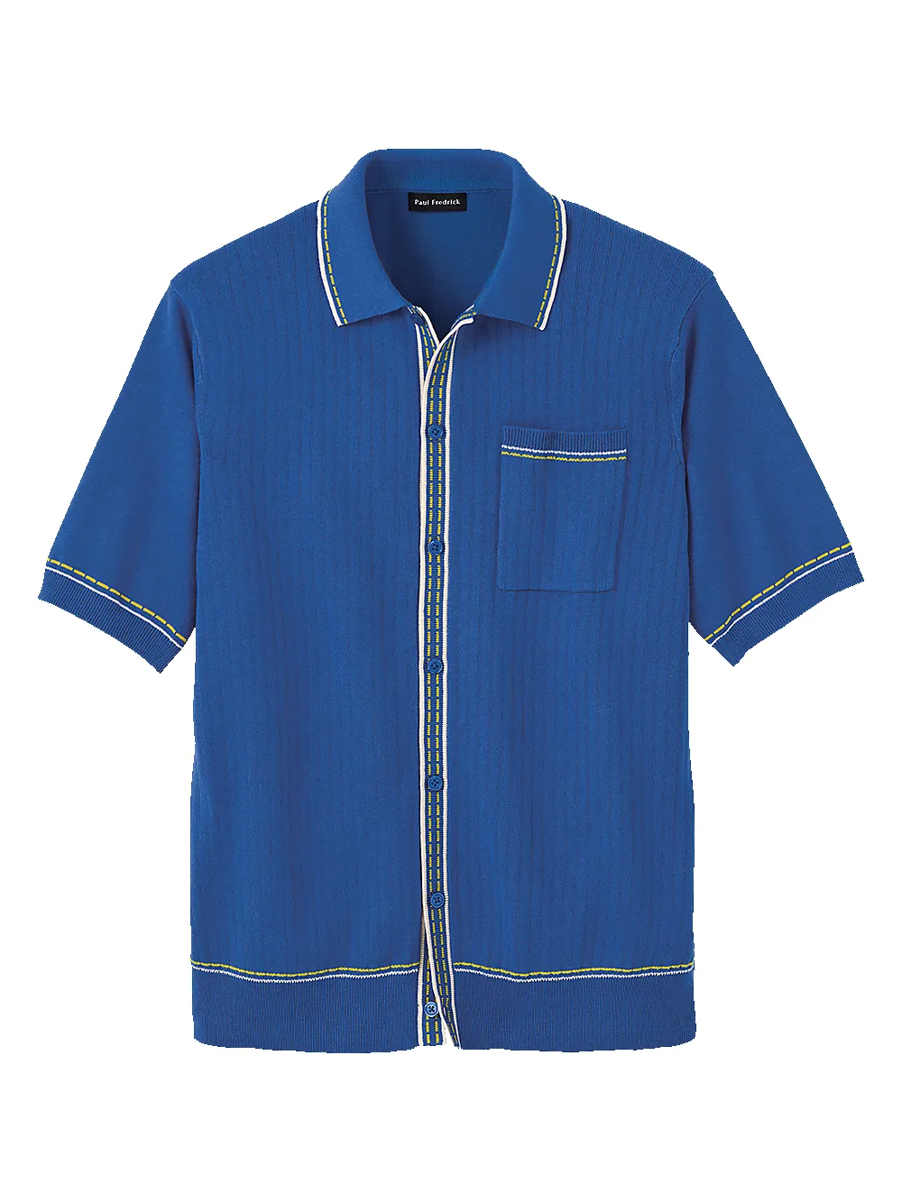 Cotton Button Front Polo - Cobalt sold by Paul Fredrick