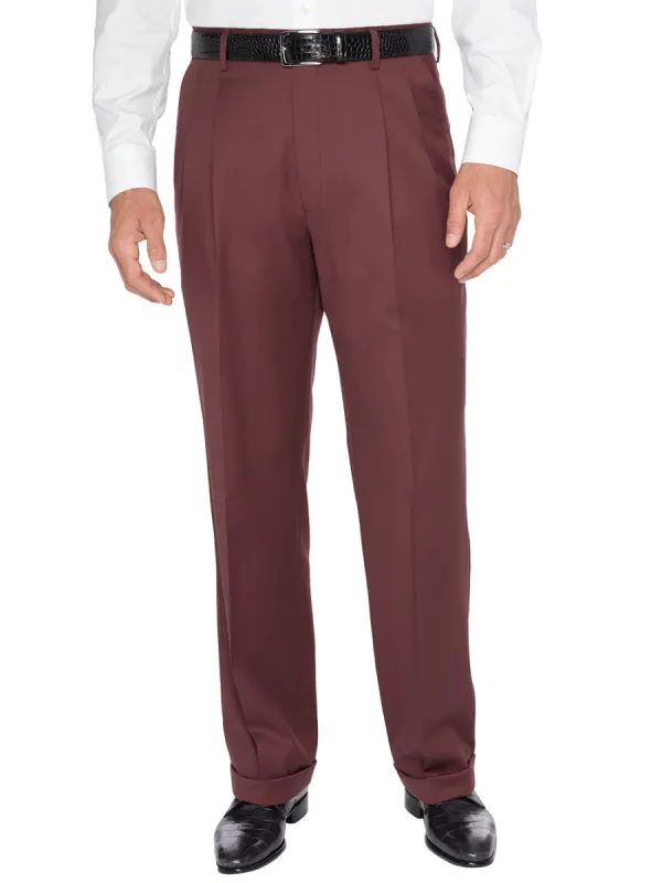Classic Fit Wool Gabardine Pants - Garnet sold by Paul Fredrick