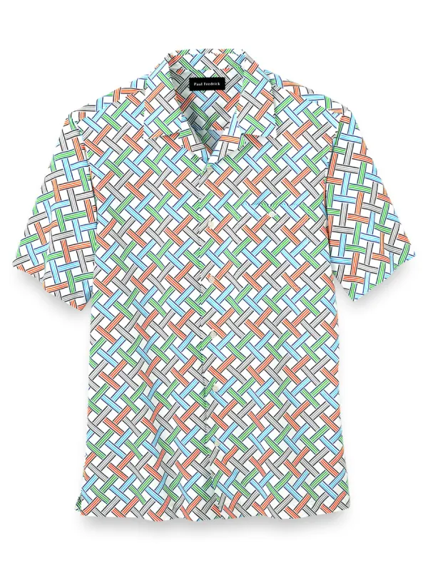 Cotton Basketweave Print Casual Shirt sold by Paul Fredrick