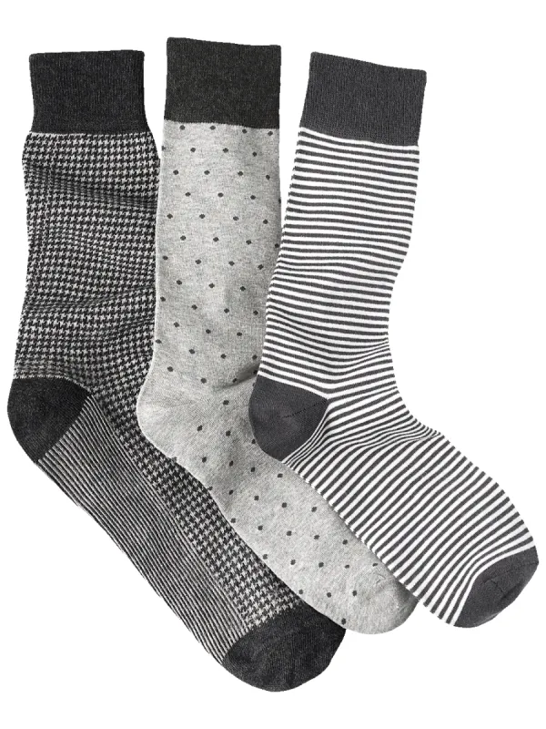 3 Pack Cotton Blend Sock - Grey Multi sold by Paul Fredrick