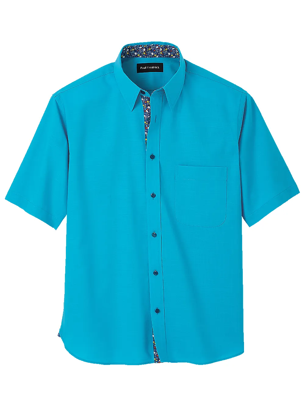 Cotton Solid Casual Shirt With Contrast Trim - Blue sold by Paul Fredrick