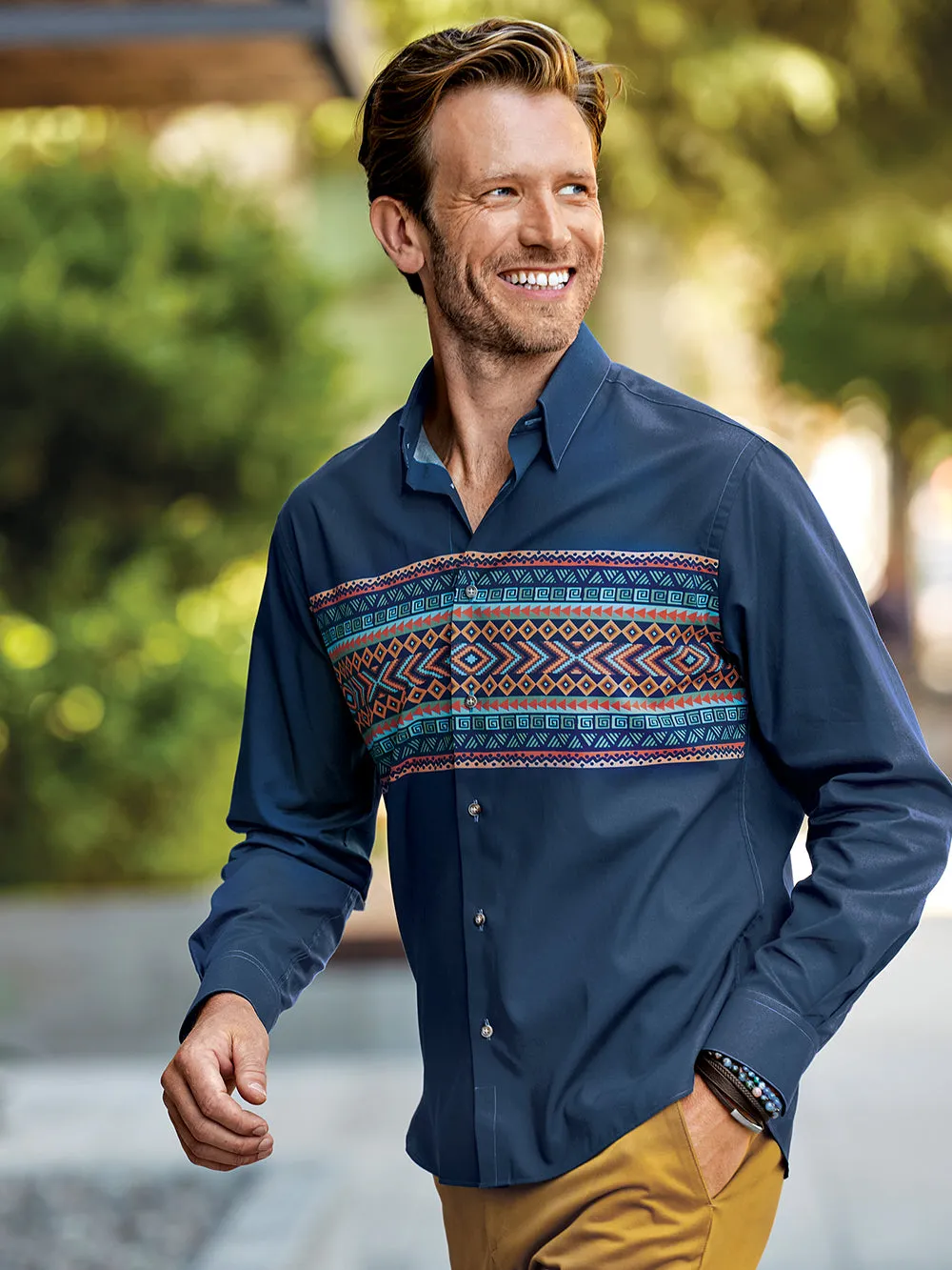 Cotton Stripe Print Casual Shirt sold by Paul Fredrick product image thumbnail 2