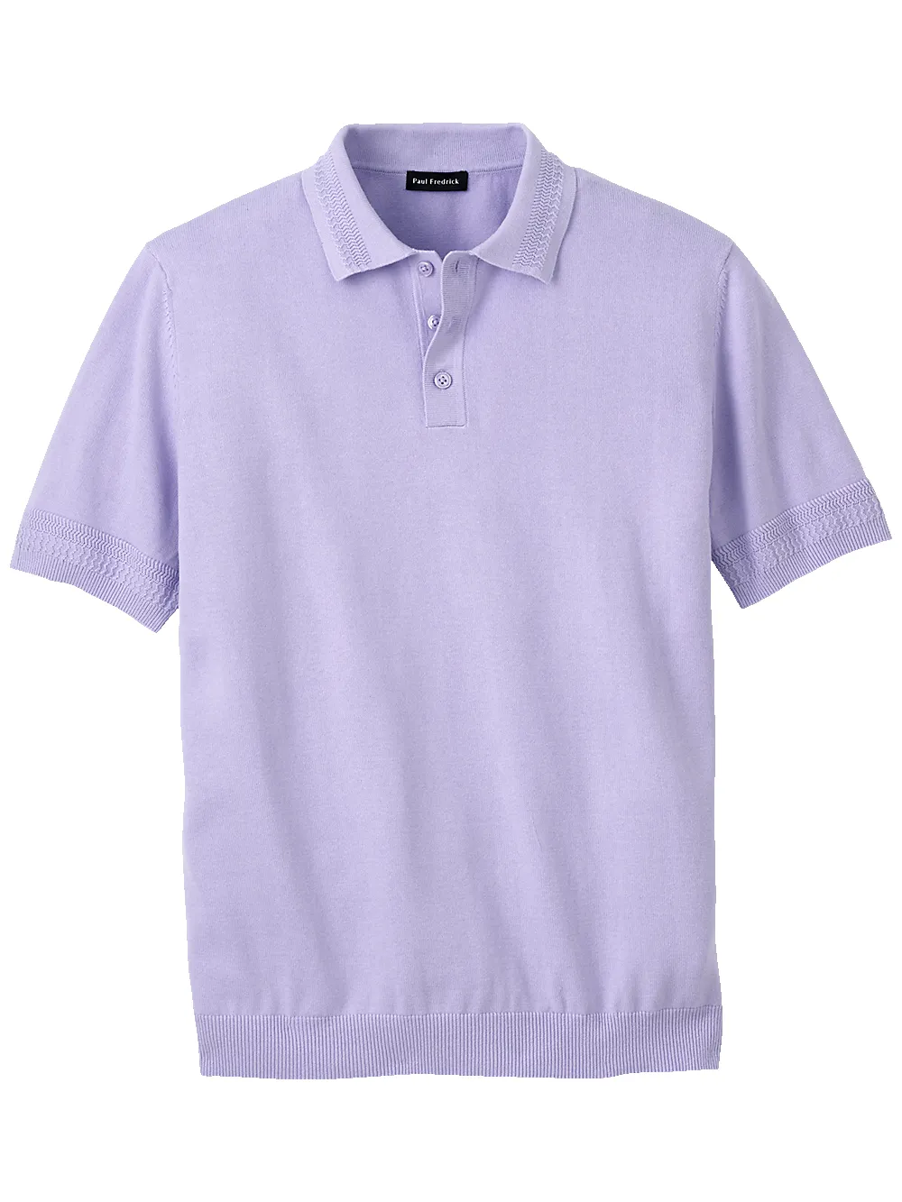 Cotton Three Button Polo - Lavender sold by Paul Fredrick