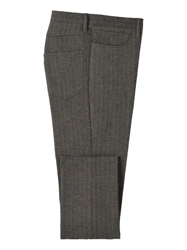 Cotton Herringbone Five Pocket Pants - Black/tan sold by Paul Fredrick