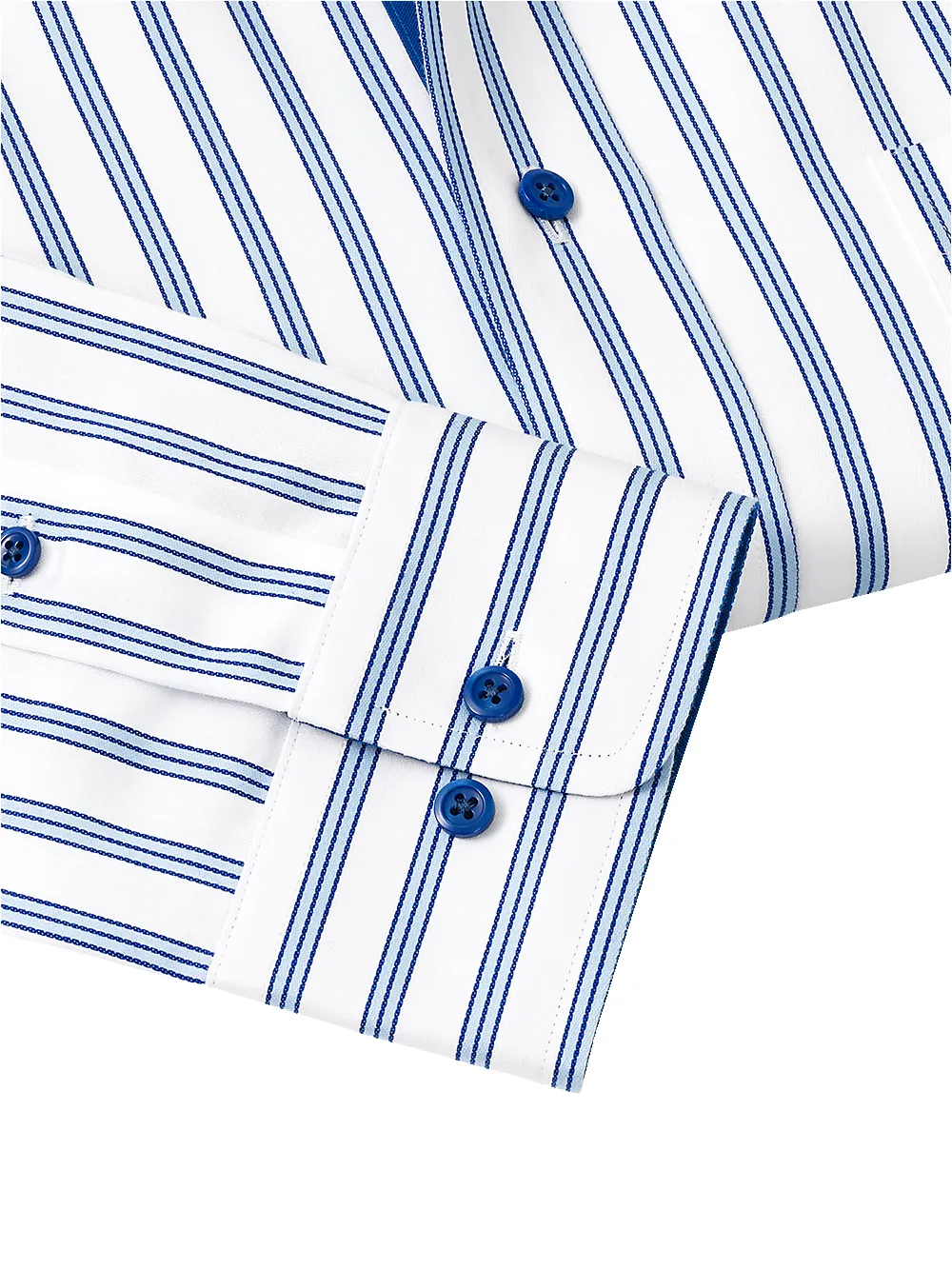 Non-Iron Cotton Stripe Dress Shirt With Contrast Trim - Light Blue sold by Paul Fredrick product image thumbnail 4
