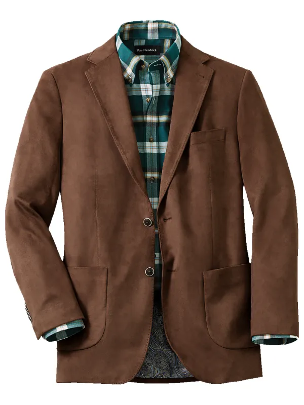 Microsuede Solid Single Breasted Notch Lapel Sport Coat - Dark Brown made by Paul Fredrick